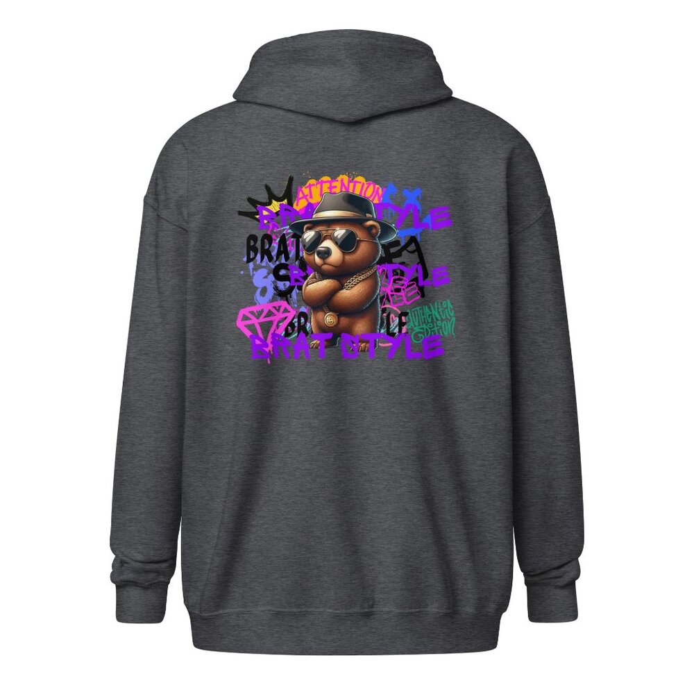 Brat Style Graffiti Unisex heavy blend zip hoodie. Adult zip hoodie featuring im